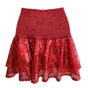 Simply Southern sparkle skirt red sequins smocked waist size S/M